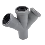 UPVC Double Y Plastic Tee 45° Size 82 mm, Length 235 mm, Grey Color | Cosmoplast Company