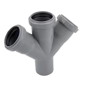 UPVC Double Y Plastic Tee 45° Size 82 mm, Length 235 mm, Grey | Cosmoplast Company