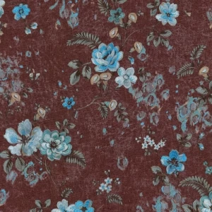 Italian Wallpaper Dark Red Floral Design, Size 10mx0.70m, Model rc17021 | Balbaid Decor Company