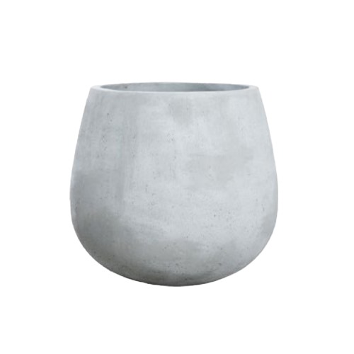 Round Cement Plant Pot 40 cm Width, 35 cm Height, Light Gray | Verde
