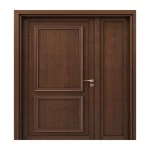 باب ونصف بريميوم خشبي، لون بني، مقاس 160×235 سم، سماكة 6 سم، موديل EXO2