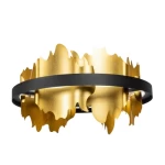 Round Pendant Light Modern, Diameter 40 cm, Black and Gold Color