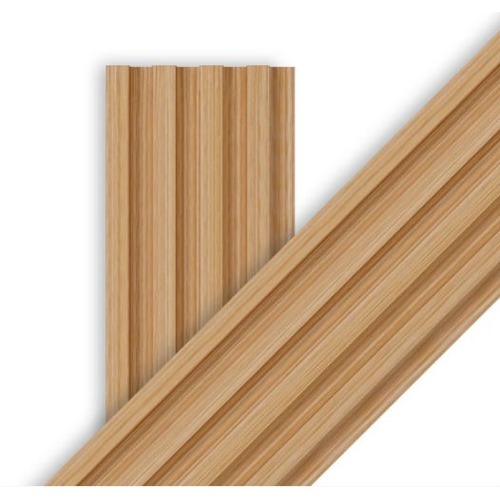 PVC Ribbed Wood Alternative 16 cm x 2.9 m, Dark Beige | Luxury line