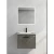 Bathroom Wooden Washbasin With Ceramic Basin and LED Mirror, Gray Color, Dimensions 60×47×46 cm