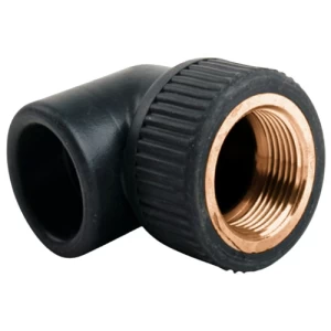 PPR Elbow with Female Thread Size 25x 3/4 mm, Outside Diameter 34 mm, Black | Ask Thermal Pipes Factory