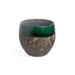 Ceramic plant pot, size 16x13 cm, brown with green color
