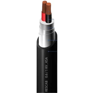 Two Core Stranded Copper Cable 16 sq mm, 0.6/1kV, STA Armored, XLPE Insulation, PVC Sheath, 1000 meter | RESCAB