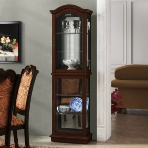 Lighted Curio Cabinet 182x53x28 cm, Dark Walnut Color | Revvvd Factory