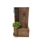 Fiber Decorative Small Fountain, Brown, Size 65.5 × 25.5 × 37 cm, Item Code WXF2306245