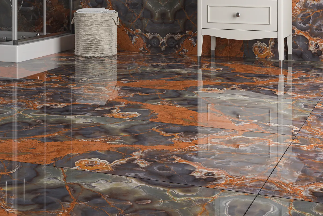 Porcelain Tiles 160x80 cm, Dark Grey, Wild Onyx Model | Abyat Company