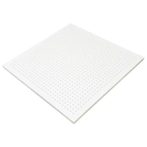 بلاط سقف جبس مطلي PVC مخرم 600×600 مم، سمك 9.5 مم، أبيض، تصميم دائري | شركة جودة الصناعة المحدودة