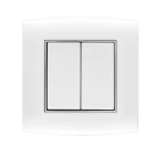 مفتاح كهرباء عريض مزدوج 10 امبير أمنية الفنار مقاس 7×7 سم اللون ابيض بحلقة كروم