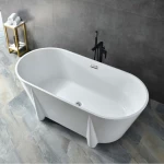 Golden Acrylic Oval Bathtub Size 170x80 cm, White Color