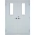 Fire door SFFECO Brand Cold rolled steel  with a rectangular glass window Model SF/DD  Double Door leaf size  1900×1950    mm  Color Gray