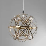 Modern Hanging Chandelier with LED Lighting, Gold Color, Size 30 × 220 cm