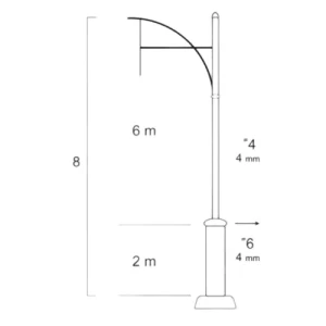 Aluminum Street Lighting Pole Height 8 meters, Thickness 4 mm | 