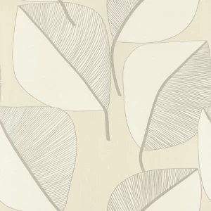 Italian Wallpaper Leaf-Patterned Design 10m x 0.53m, Light Beige | Balbaid Decor Company
