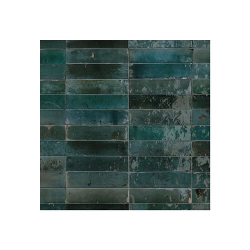 Italian Gloss Ceramic Floor Tiles 24x6 cm, Stone Design, Blue Color | 