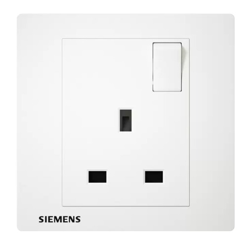 13A 1 Gang Switched Socket with Indicator 86x86mm, White, 250V | Siemens (Delta Relfa)