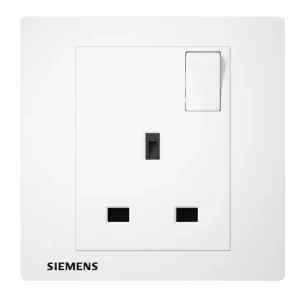 فيش مفرد 13 امبير مع مفتاح تشغيل ومؤشر 86×86 مم، ابيض، 250 فولت | Siemens (دلتا ريلفا)