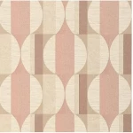 ورق جدراي هندسي لون بيج مع وردي، طول 10 م، عرض 0.53 م، موديل ميزون