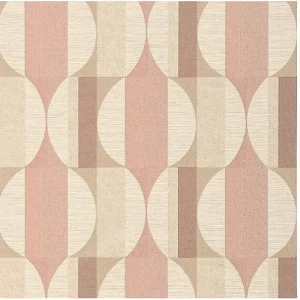 Geometric Wallpaper 10m x 0.53m Beige with Pink, Maison Model | Abyat Company