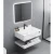 Shiny Artificial Marble Bathroom Wash Basin, Size 100×50×25 cm, White Color, With LED Mirrors and Shelf