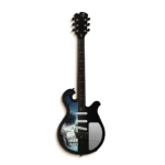 لوحة زخرفية معدنية شكل جيتار، لون اسود، مقاس 33×99 سم