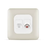 فيش تليفون مفرد نظام امريكى جاك 3 خط + فيش دش مائل مفرد، لون شامبين، 7×7 سم | سبكترا 