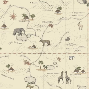 American Youth and Children Wallpaper 10m x 0.53m Beige, Model GK8985 | Balbaid Decor Company