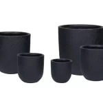Fiberglass Flower Vase, Width 44cm, Depth 44.5cm, Height 44.5cm, Large size Black Color