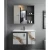 Aluminum Decorative Sink Wall Hung 80×47 cm, with Mirrored Medicine Cabinet, White Golden Marble