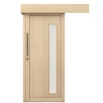 ابواب سحاب من الخشب البلاستيك الصناعي (WPC)، مقاس 600×600 سم، السماكة 6 سم، لون خشب فاتح، موديل GD05