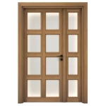 باب خشبي ونصف متين، مقاس 160 × 235 سم، بني، موديل GBR05