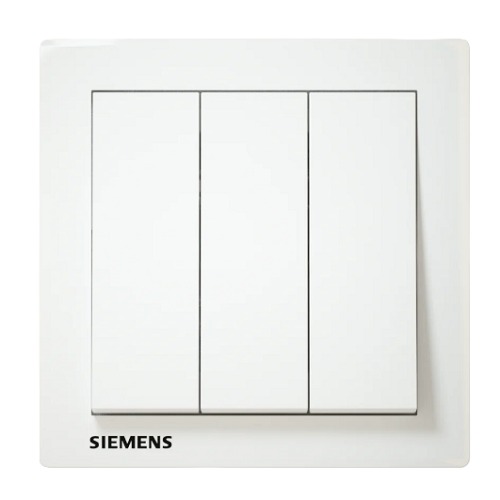 10A 3 Gang Light Switch 86x86mm, White, 250V | Siemens (Delta Relfa)