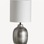 Modern Metallic Table Lighting, Size 20X20X33 cm, silver with white   