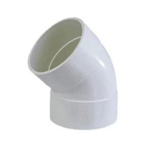 PVC Plastic Elbow 45 Degree Size 110 mm, Schedule 40, White Color | Al-Manar Pipes Factory
