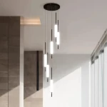  Modern LED Chandelier 5 Lights, black Color, Base Dimensions 40 cm, Wire Length 150 cm