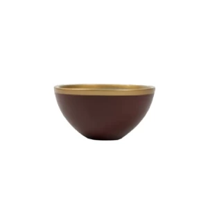 Circular Concrete Planting Pot 30 cm Wide, 15 cm High, Brown with Gold Details | Verde