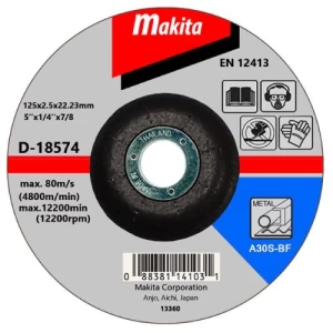 Depressed Center Cutting Disc 125 x 3 x 22.23 mm, Model D-18574 | Makita | ARAB PROS COMPANY