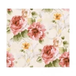 American floral wallpaper, size 10 m x 0.53 m, beige with red color, model FF50301  