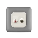 فيش تليفزيون مائل مفرد + فيش دش مائل مفرد، لون فضي غامق، 7×7 سم | سبكترا 