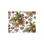 Leaf-patterned wall covering white with green color, length 10 m, width 0.53 m, model TR21008