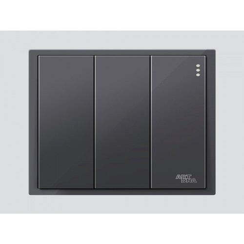 Triple Directional Switch D3 Piano 7x7 cm 10 Amp Black | Art DNA