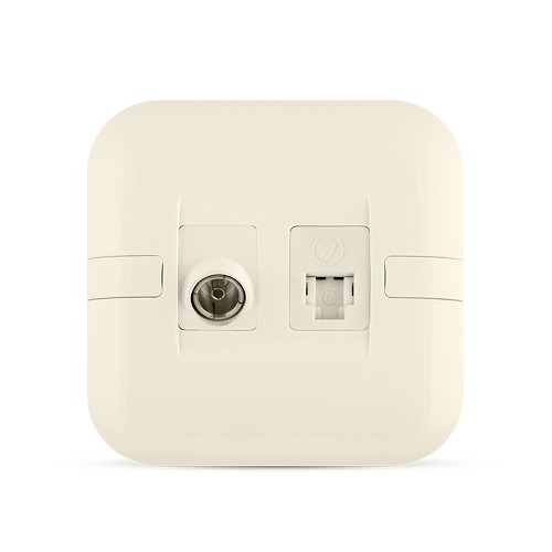 فيش تليفون RJ11 6P6C + فيش تليفزيون مائل، بيج، مقاس 7×7 سم | Spectra