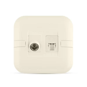 فيش تليفون RJ11 6P6C + فيش تليفزيون مائل، بيج، مقاس 7×7 سم | Spectra