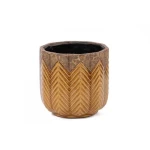 Ceramic Flower Pot, Dimensions 17×18 cm, Brown Color, Cylinder Shape