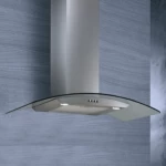 شفاط ديكور ستانلس ستيل مع زجاج مقوس، قياس عرضي 90 سم، قوة شفط 900 م³، تحكم تاتش