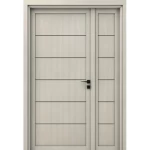 باب ونصف كلاسيكي خشبي، لون رمادى، مقاس 160×235 سم، موديل BMO1