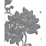 ورق حائط تصميم ورود، لون ابيض ورمادي، مقاس 10 م×53 سم